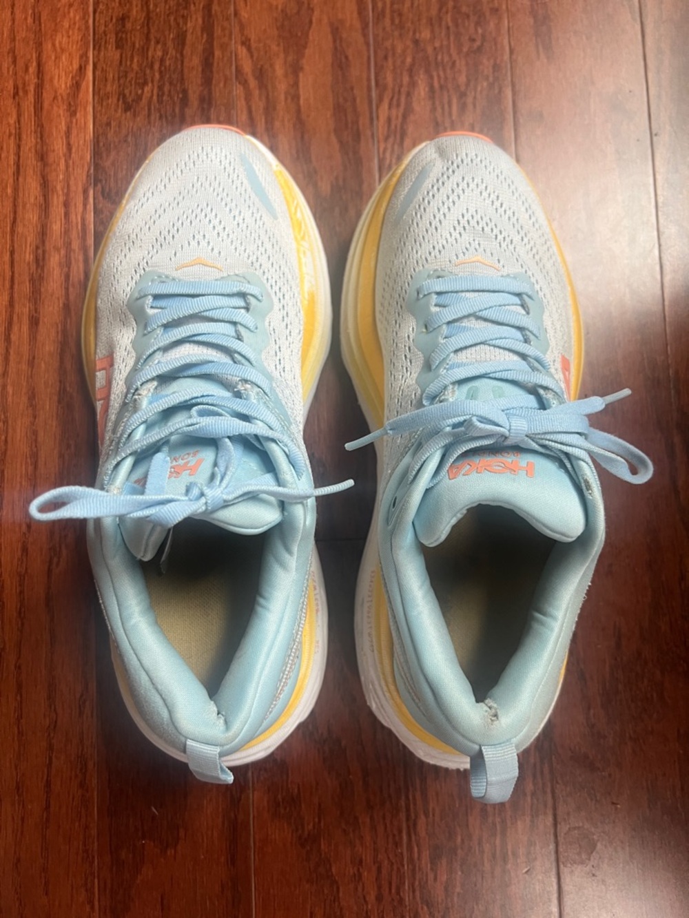 Hoka Women's Light Blue and Yellow Running Shoes